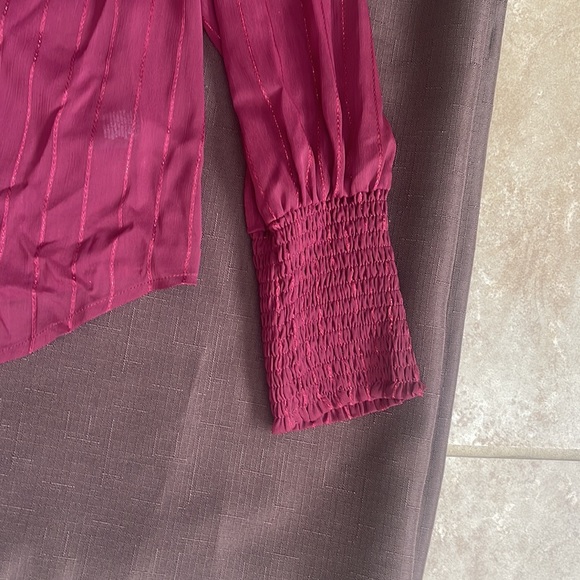 A New Day maroon sheer blouse - Picture 2 of 3